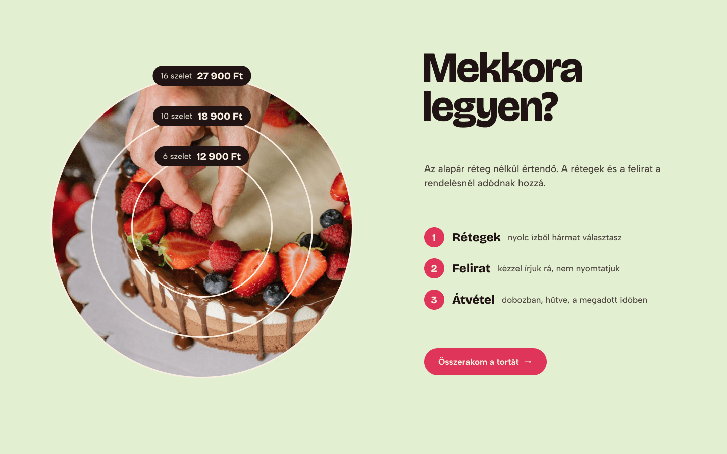 Cukrászda — Tortakonfigurátor — második szekció